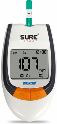 NISCOMED Sure screen Simple & Accurate Automatic Glucose Blood Sugar testing Machine Glucometer(White)