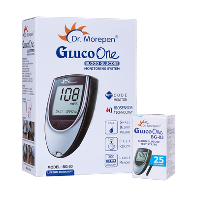 Dr. Morepen BG-03 with 25 strips Glucometer(Black, Grey)