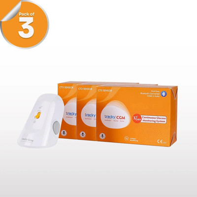 Tracky CGM Sensor For continuous glucose monitoring Pack of 3 Glucometer(White)