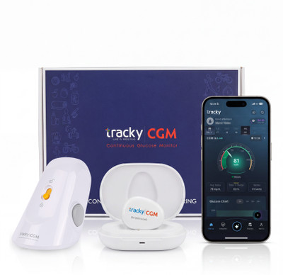 Tracky CGM Continuous Glucose Monitor New User Kit For real-time Blood Sugar Monitoring Glucometer(White)