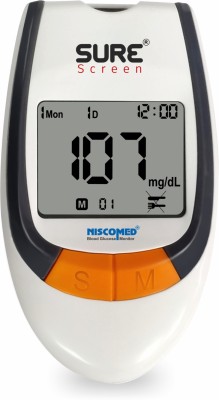 NISCOMED Sure screen Accurate Digital Glucose Blood Sugar Testing Machine with 20 Strips Glucometer(White & Grey)
