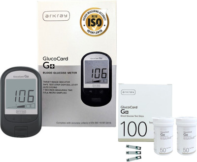 Arkray GlucoCard G+ Glucometer – 100 Strips, Quick Results, Safe Disposal Glucometer(Grey)