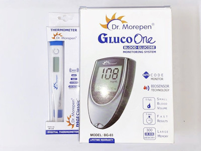 Dr. Morepen Glucometer and MT-110 Thermometer combo pack Glucometer(White)
