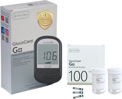 Arkray GlucoCard G+ Glucometer – 100 Strips, Bottle Packed, Quick Results Glucometer(Grey)
