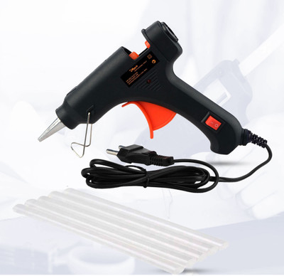 Hillgrove Electric Mini 20 Watt Black Small Hot Gum Glue Gun With 5 Pcs Hot Melt Glue Stick for Craft, Art, Decoration Work Standard Temperature Corded Glue Gun(7 mm)