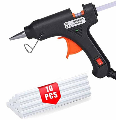 Telxmo Electric Electric Black 20w Mini Hot Glue Gun With 10 Pcs Hot Melt Glue Stick Standard Temperature Corded Glue Gun(7 mm)