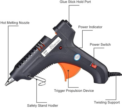 VMTRONIX 40W Hot Glue Gun With 5 Glue Sticks & 1 Paper Cutte | For DIY & School Crafts | Standard Temperature Corded Glue Gun(11 mm)