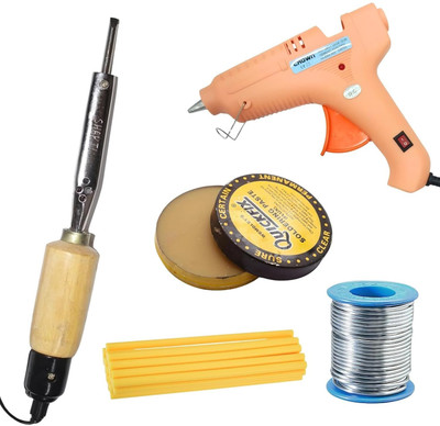 VMTRONIX GLUEGUN150W5YELLOW35WWOODEN High Temperature Corded Glue Gun(11 mm)