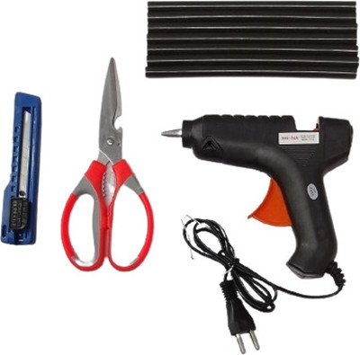 VMTRONIX GLUE GUN WITH 6 BLACK STICKS AND CUTTER SCISSOR High Temperature Corded Glue Gun(220 mm)