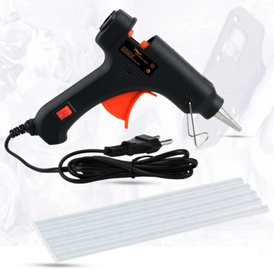 Hillgrove Electronic Mini 20 Watt Black Small Hot Gum Glue Gun With 5 Pcs Hot Melt Glue Stick for Craft, Art, Decoration Work Standard Temperature Corded Glue Gun(7 mm)