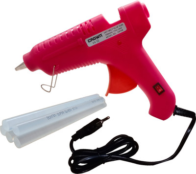 CROWN Red Hot Melt Glue Gun 100W for Crafting & DIY Purpose with 5 Glue Sticks Standard Temperature Corded Glue Gun(11 mm)