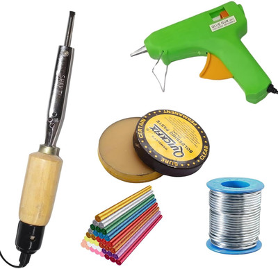 VMTRONIX GLUGUN WITH 5 GLITTER STICKS 35 W WOODEN IRON High Temperature Corded Glue Gun(200 mm)