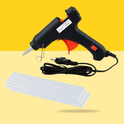 kmtiong Electric 20 Watt Black Hot Glue Gun With 15 Pcs Hot Stick for Craft, Art Work Standard Temperature Corded Glue Gun(7 mm)