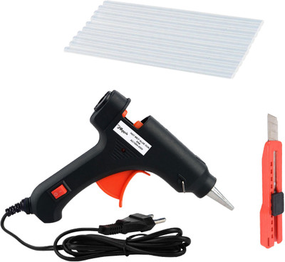 Hillgrove HGCM1326M3 20W Hot Glue Gun With 10Pcs Melt Glue Sticks and Utility Knife Standard Temperature Corded Glue Gun(7 mm)