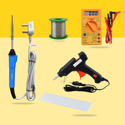FADMAN FDHLMNNW5 5in1 Mobile Soldering Iron Glue Gun Combo Kit with Digital Multimeter Standard Temperature Corded Glue Gun(7 mm)