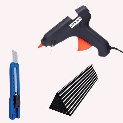VMTRONIX 40W Hot Glue Gun With 10 Glue Stick & 1 Paper Cutter | For DIY & School Crafts | Standard Temperature Corded Glue Gun(11 mm)