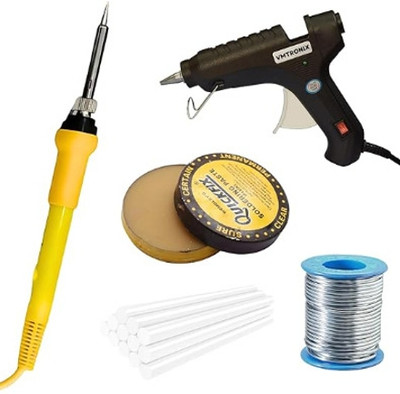 VMTRONIX TEMP CONTROLLED IRON BLACK GLUE GUN 5 WHIT STICKS SOLDER High Temperature Corded Glue Gun(11 mm)