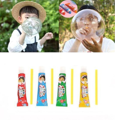 WIPSOR 3 Pcs Blow Plastic Bubbles Toys Large Bubble Balloons for Kids Glue(20 ml)