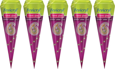 Hunny - Bunch Fevicryl Fabric Glue, Non-Toxic Ideal for Art & Crafts (Pack of 5Cone - 30gEach) Glue(30 ml)