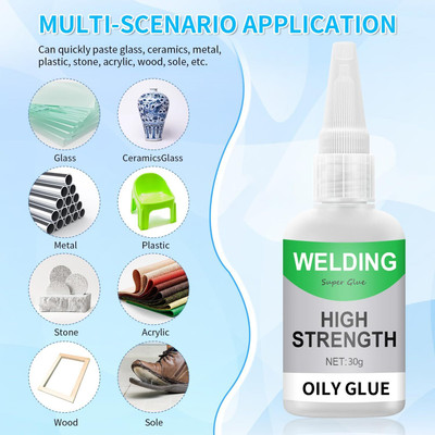 beautiloon High Strength Oily Glue, Universal Super Glue Instant Bonding(Set of 1, White)