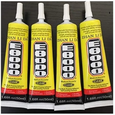 Epax E8000 Adhesive Repair Plastic Toys & Art Craft, Nail Border Work Pack Of 4 Glue(50 ml)