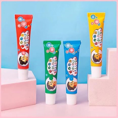 WIPSOR Blow Plastic Bubbles Toys (Pack of 4 Tubes) Large Balloons for Kids DIY Fun Glue(2 ml)