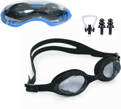 ArrowMax Swimming Goggle For Kids Adults Free size Silicone Strap Anti-Fog Anti-slip Swimming Goggles(Black)