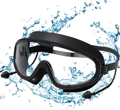 Lebami Wide lenses Silicone Swimming Goggle | Ideal for Men, Women and Kids Swimming Goggles(Black)