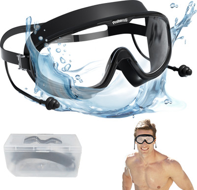 PROBEROS Oversized Swim Goggles for Adults Anti Fog Leakproof Silicone Frame with Swimming Goggles(Black)