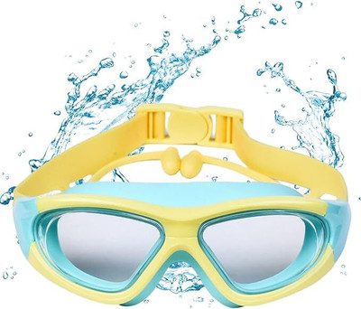 Bonsly Swimming Goggles, Anti-Fog with Integrated Earplugs Swimming Goggles(Multicolor)