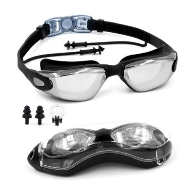 SLOVIC Anti-Fog | UV-Protection | Leak-Proof | Premium Quality | Clear Vision | Men Swimming Goggles(Black)