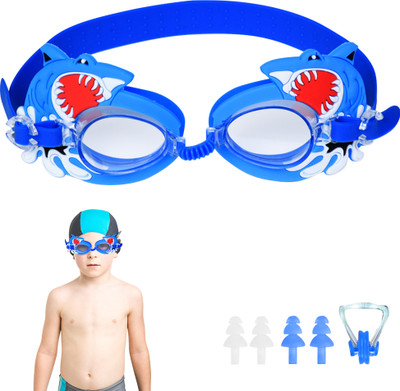 Zorbes Kids Swimming Goggles Shark Design Anti Fog Waterproof Adjustable for Ages 6-12 Swimming Goggles