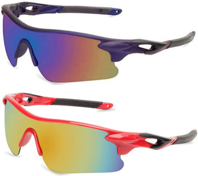 JEERATI UV Protected Mirrored Sports Sunglasses (Pack of 2) Sports Goggles(Multicolor)