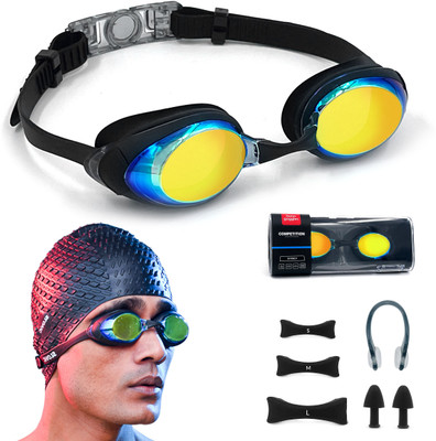 SLOVIC Swimming Goggles With Changable Nose Bridge Swimming Goggles(Yellow)