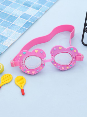 Yellow Bee Charming Swimming Goggles with Colorful Heart Accents for Girls, Pink Swimming Goggles