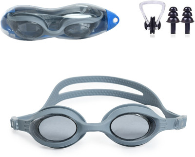 ArrowMax Swimming Goggle For Kids Adults Free size Silicone Strap Anti-Fog Anti-slip Swimming Goggles(Grey)
