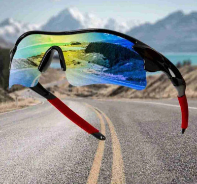 Zugatti Sports Googles UV Protection, Wrap-around Sunglasses Riding / Cycling / Running/ Cricket Goggles(Red, Black)