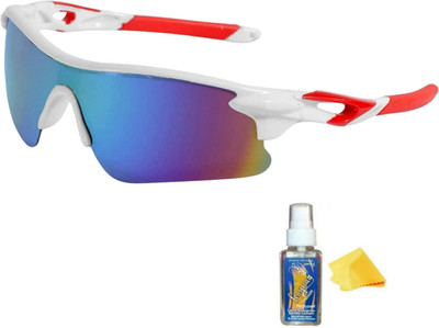 JEERATI UV Protected Mirrored Sports Sunglasses Cricket Goggles(White)