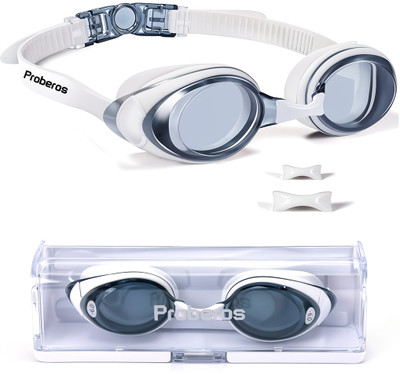 ELEPHANTBOAT Nearsighted Swimming Goggles for Men and Women Silicone Waterproof Antifog 6D Swimming Goggles(White)