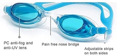 DECKON Swimming Goggles (Blue Colour) UV Protection Anti-Fog for Men Women Kids-AZ20 Swimming Goggles