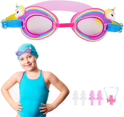 Verilux Kids Swimming Goggles Rainbow Unicorn Pool Adjustable Silicone Design for Girls Swimming Goggles