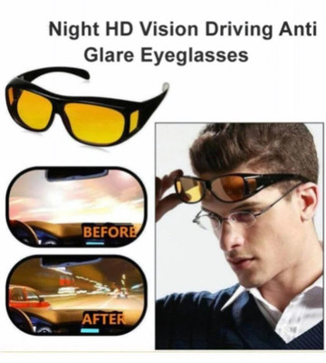 NIMYANK Day & Night Riding HD Vision Goggles Anti-Glare Polarized Unisex Sunglass Ni236 Motorcycle Goggles(Black, Yellow)