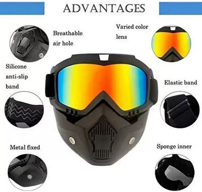 BANISTROKES goggle with detachable mask Running Goggles(Yellow)