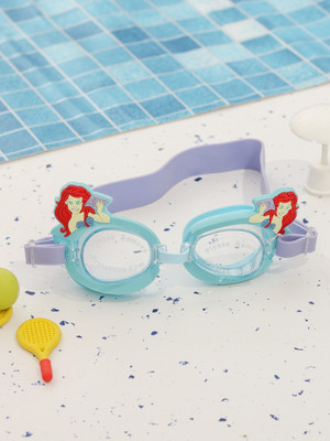 Disney By Yellow Bee Princess Ariel Swimming Goggles with 3D Mermaid Design for Girls, Blue Swimming Goggles