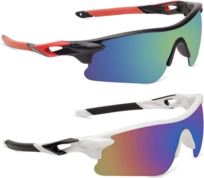 Zugatti Sports Goggles UV Protections, Gradient, Mirrored, Cycling/ Riding/ Running/ Cricket Goggles(Red, White)