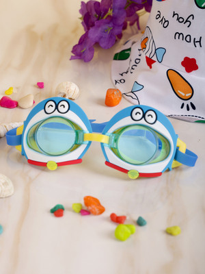 PASSION PETALS Blue Frog Anti Fog UV Protected Silicone Swimming Goggles for Kids 3 -10Years Swimming Goggles(Blue)