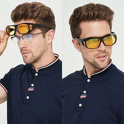NIMYANK Day & Night Riding HD Vision Goggles Anti-Glare Polarized Unisex Sunglass Ni259 Motorcycle Goggles(Black, Yellow)