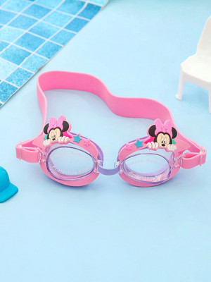 Disney By Yellow Bee Minnie Mouse Swimming Goggles with 3D Ears & Star Accents for Girls, Pink Swimming Goggles
