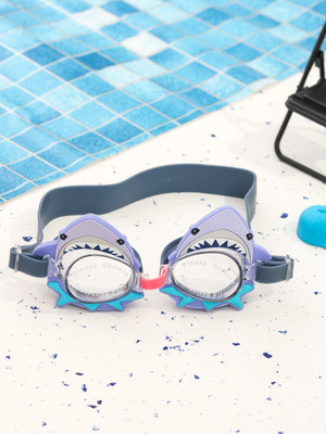 Yellow Bee Unique Shark Face Swimming Goggles with Fin and Bite Design for Boys, Blue Swimming Goggles