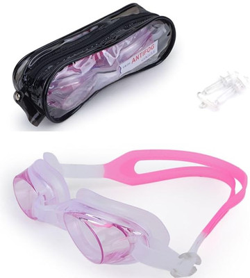 THE MORNING PLAY Swimming Goggles for Men & Women kids with Adjustable Strap Anti-fog(Pack of 1) Swimming Goggles(Pink)